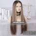4 Wig Types Optional 3T Ombre highlights dark brown roots medium brown base with honey blonde highlights human hair wig